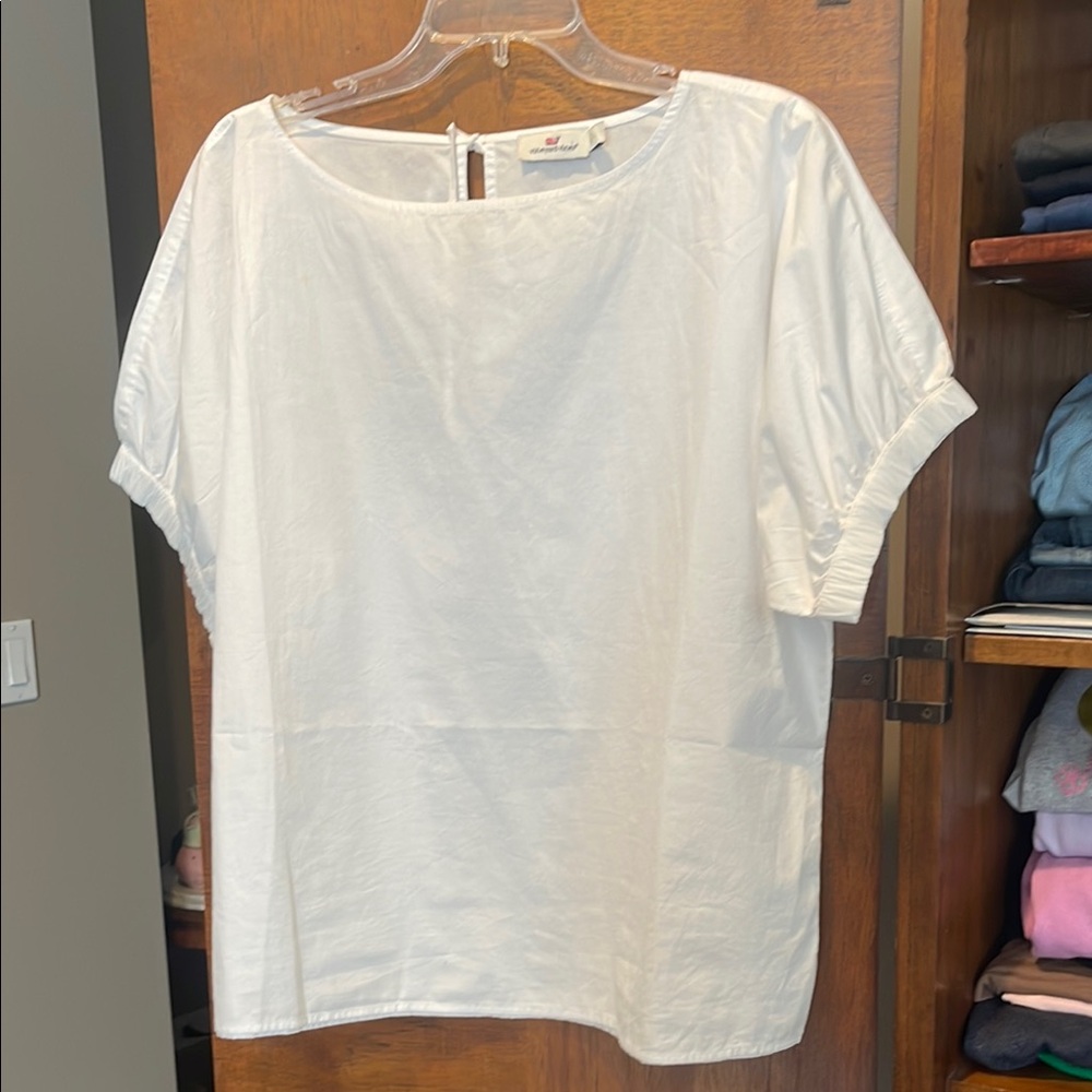 Vineyard Vines White Pullover Crisp Cotton Top SZ L